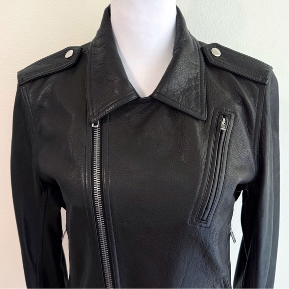RICK OWENS BLACK LEATHER SILVER ZIP UP MOTORCYCLE MOTO BIKER JACKET - Picture 6 of 16